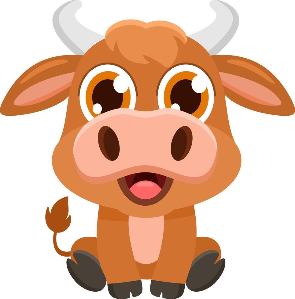 Cute Baby Bull Animal Cartoon Character vector