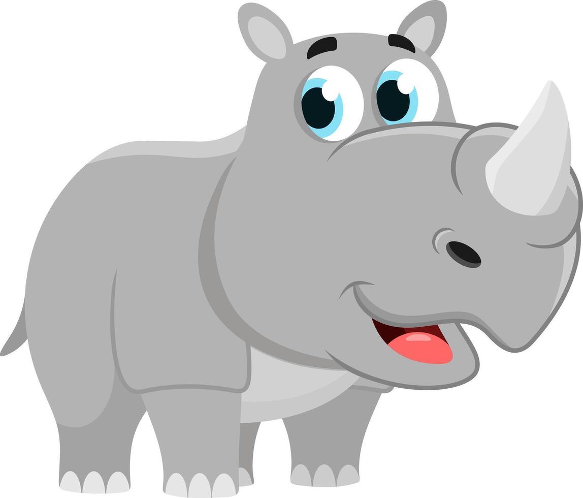 Cute Baby Rhinoceros Cartoon Character. Illustration Flat Design vector