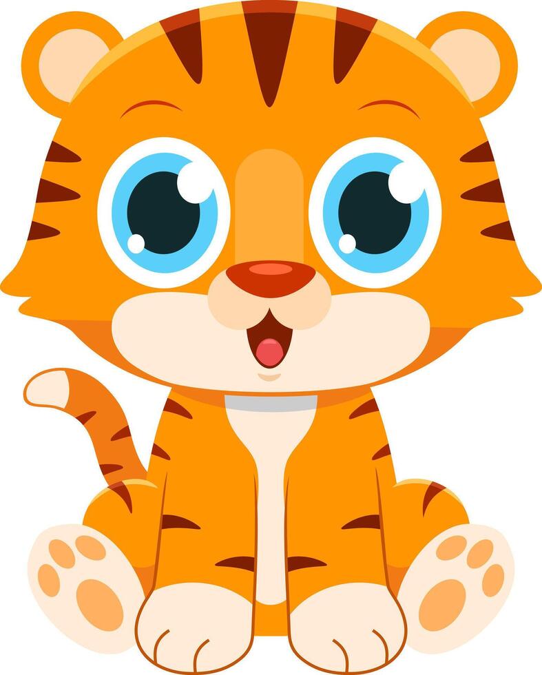 Cute Baby Tiger Cartoon Character vector