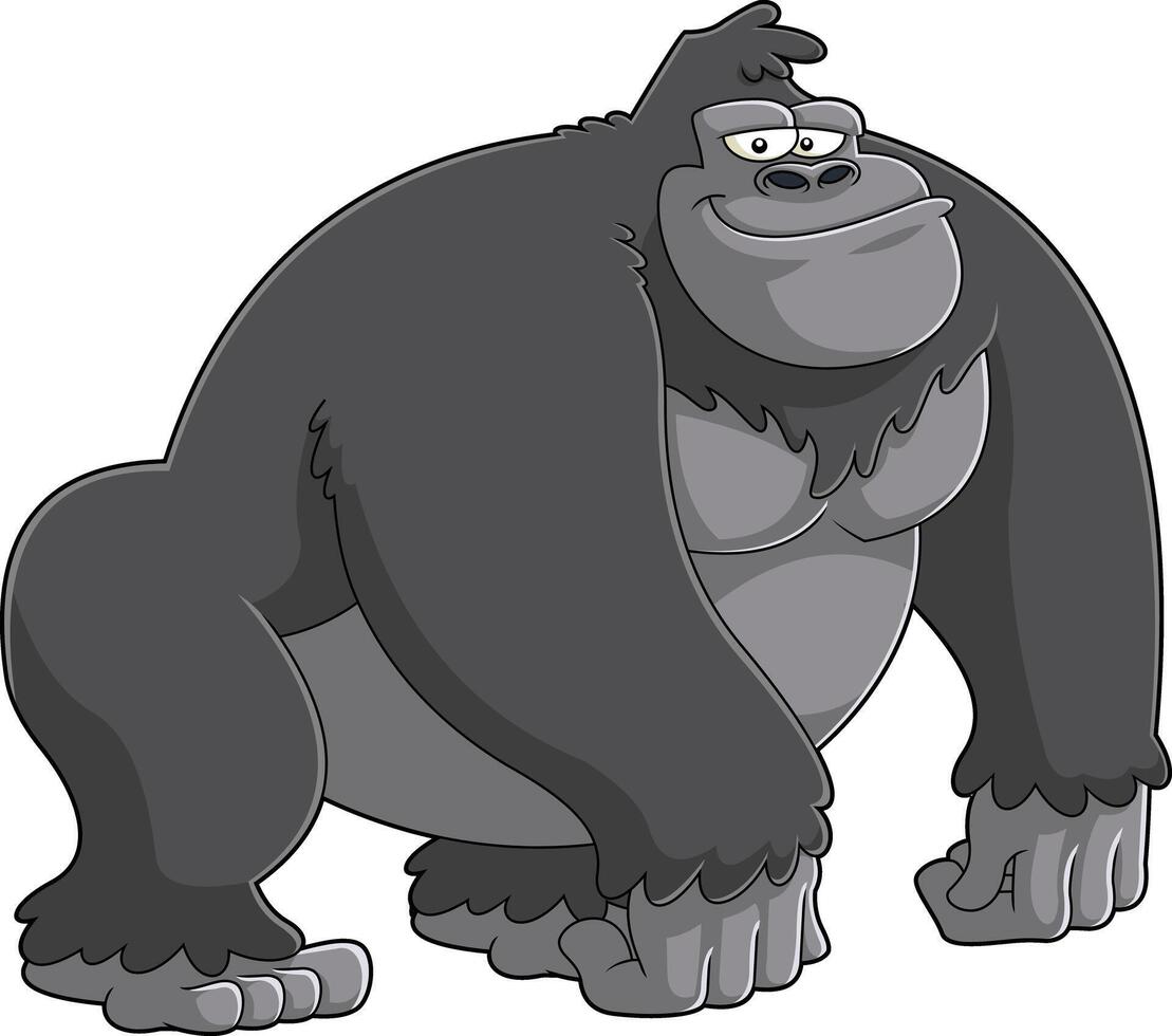 Gorilla Animal Cartoon Character. Hand Drawn Illustration vector