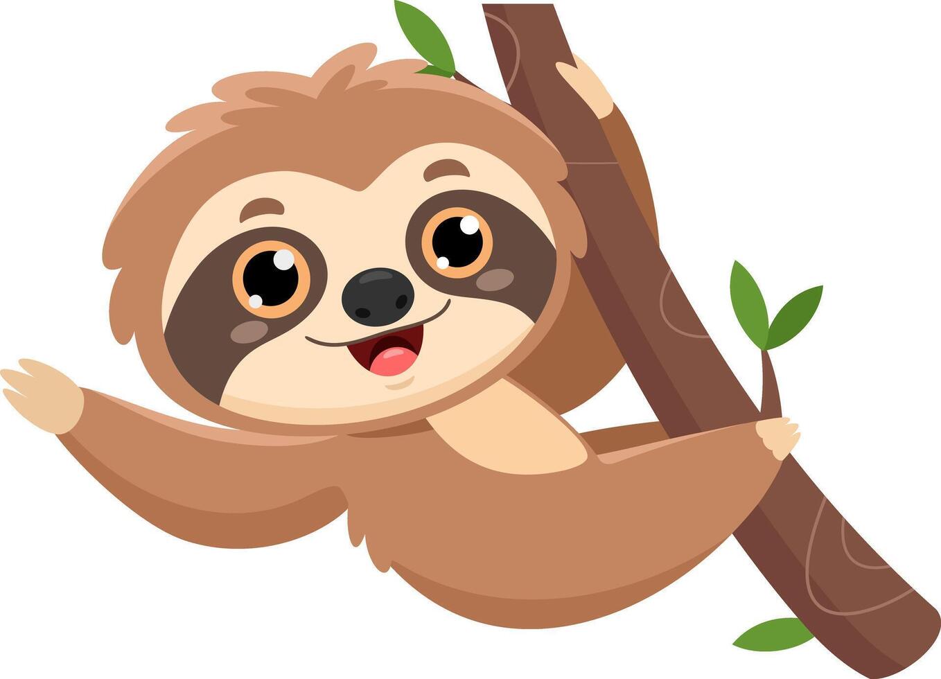 Cute Baby Sloth Cartoon Character. Illustration Flat Design vector