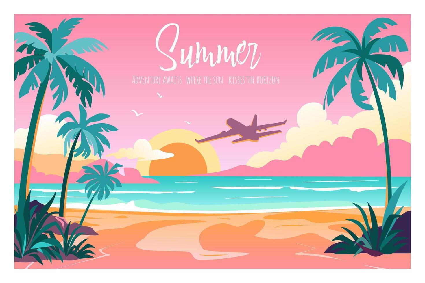 Summer and Travel concept with tropical beach vector