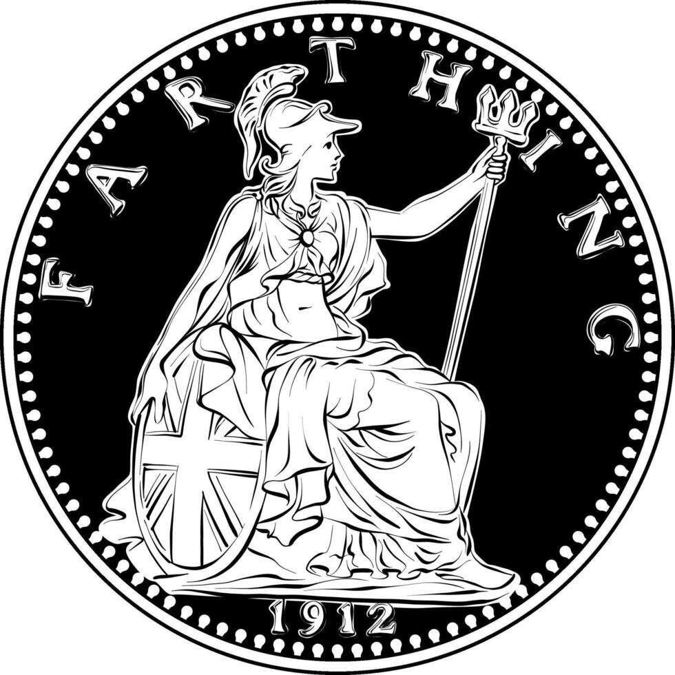 British money farthing, Britannia reverse vector