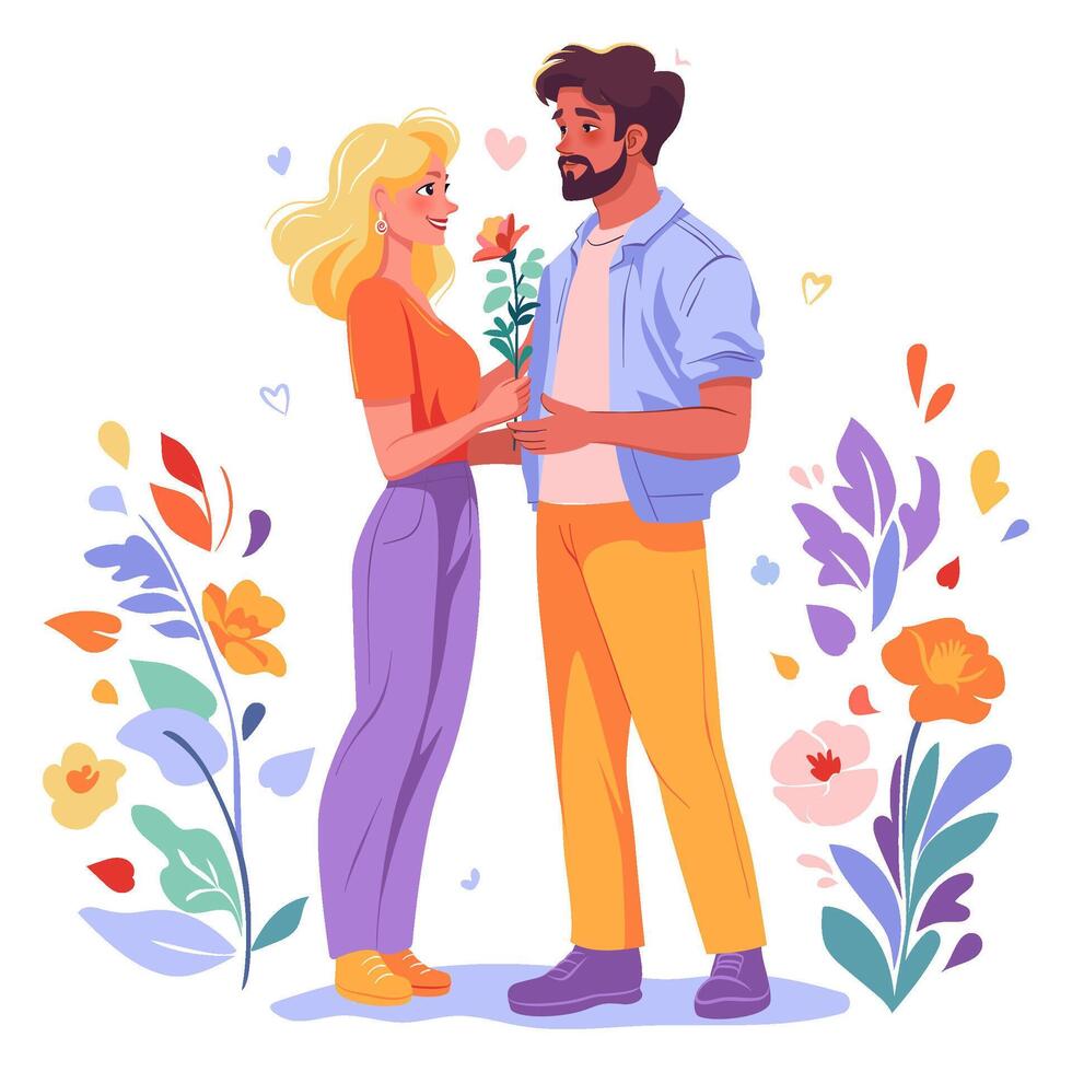 contento Pareja plano ilustración vector