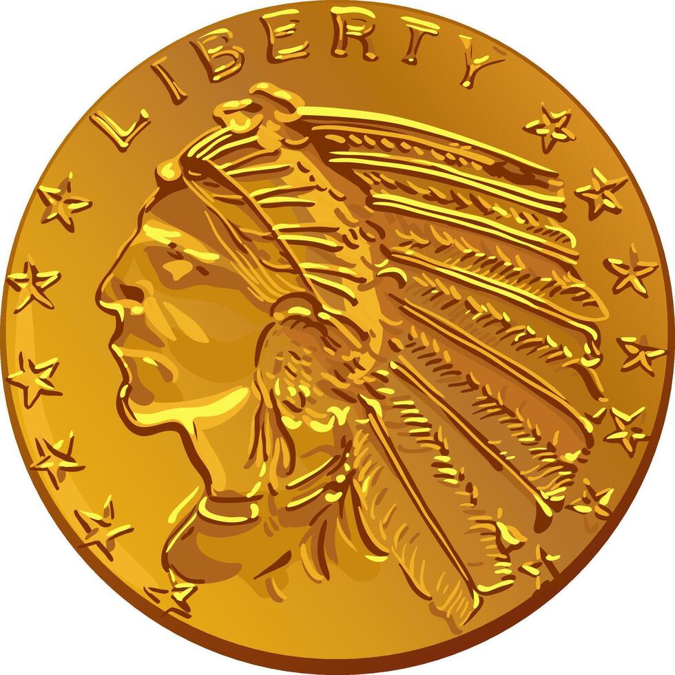 American gold coin dollar vector