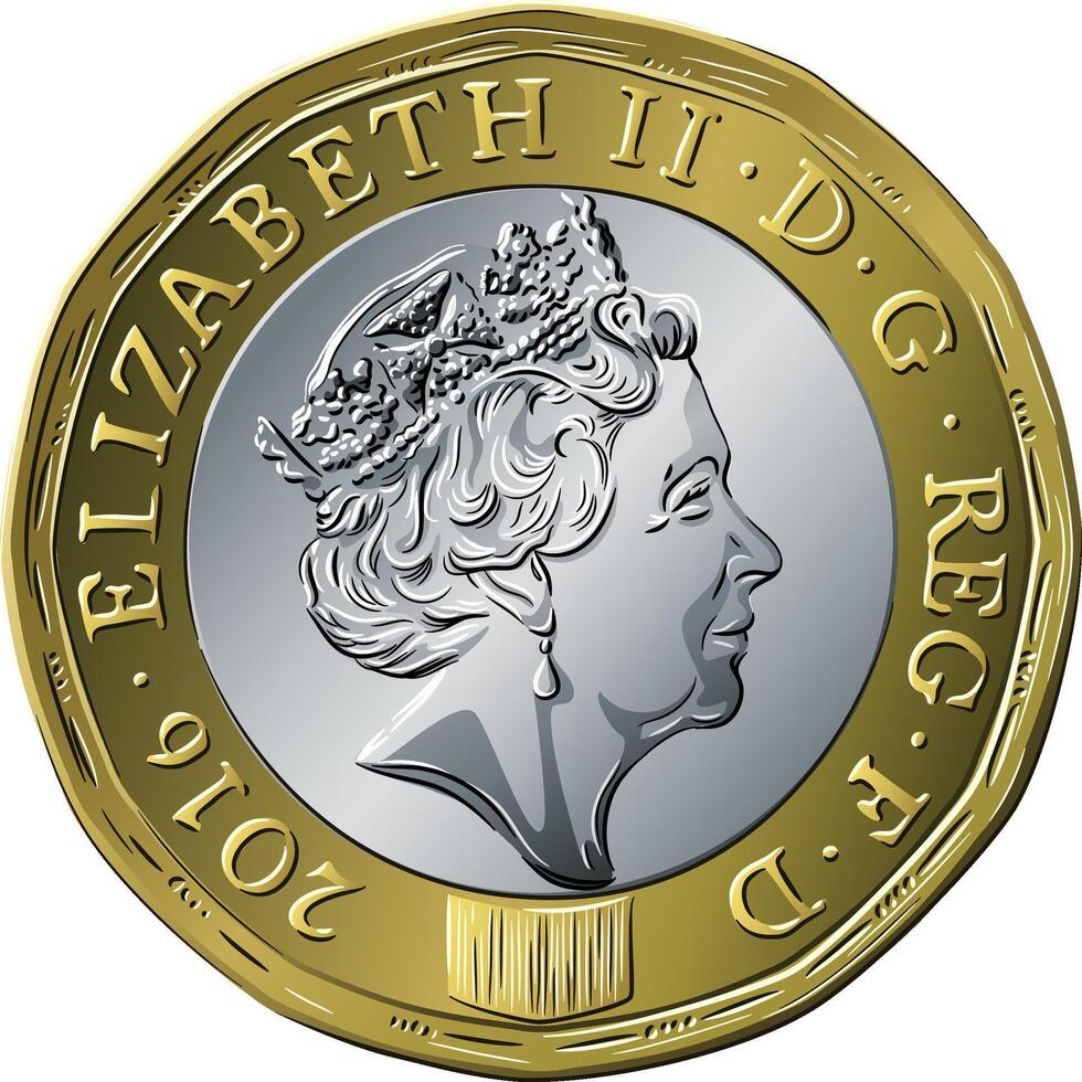British coin one pound new 12-sided design vector