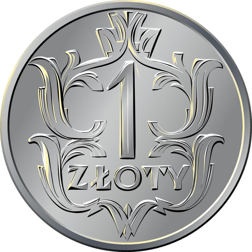 reverse Polish Money one zloty coin 1920 vector