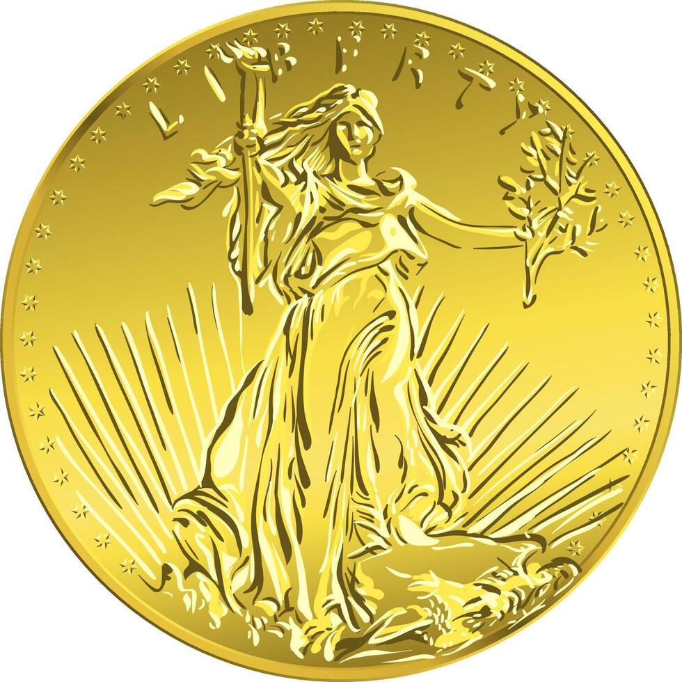 American money gold coin Liberty vector