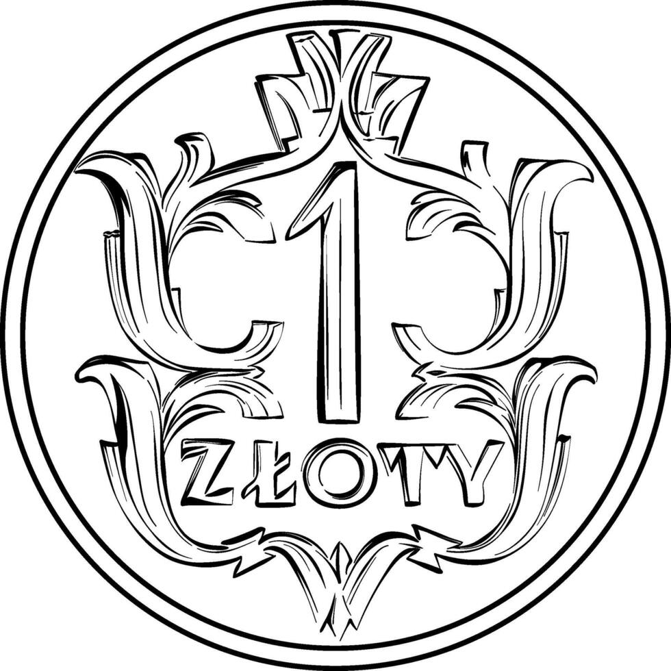 reverse Polish Money one zloty coin 1920 vector