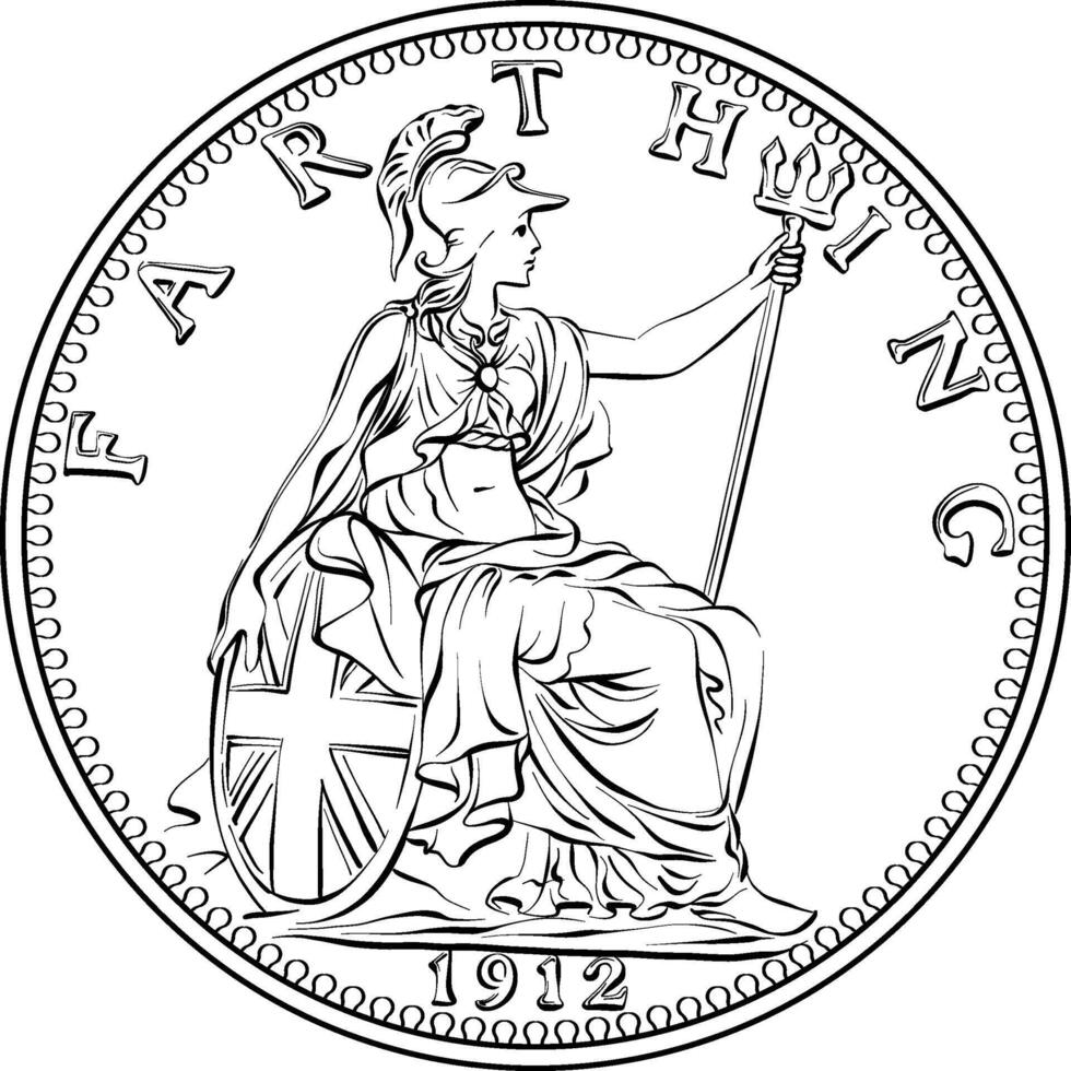 British money farthing, Britannia reverse vector