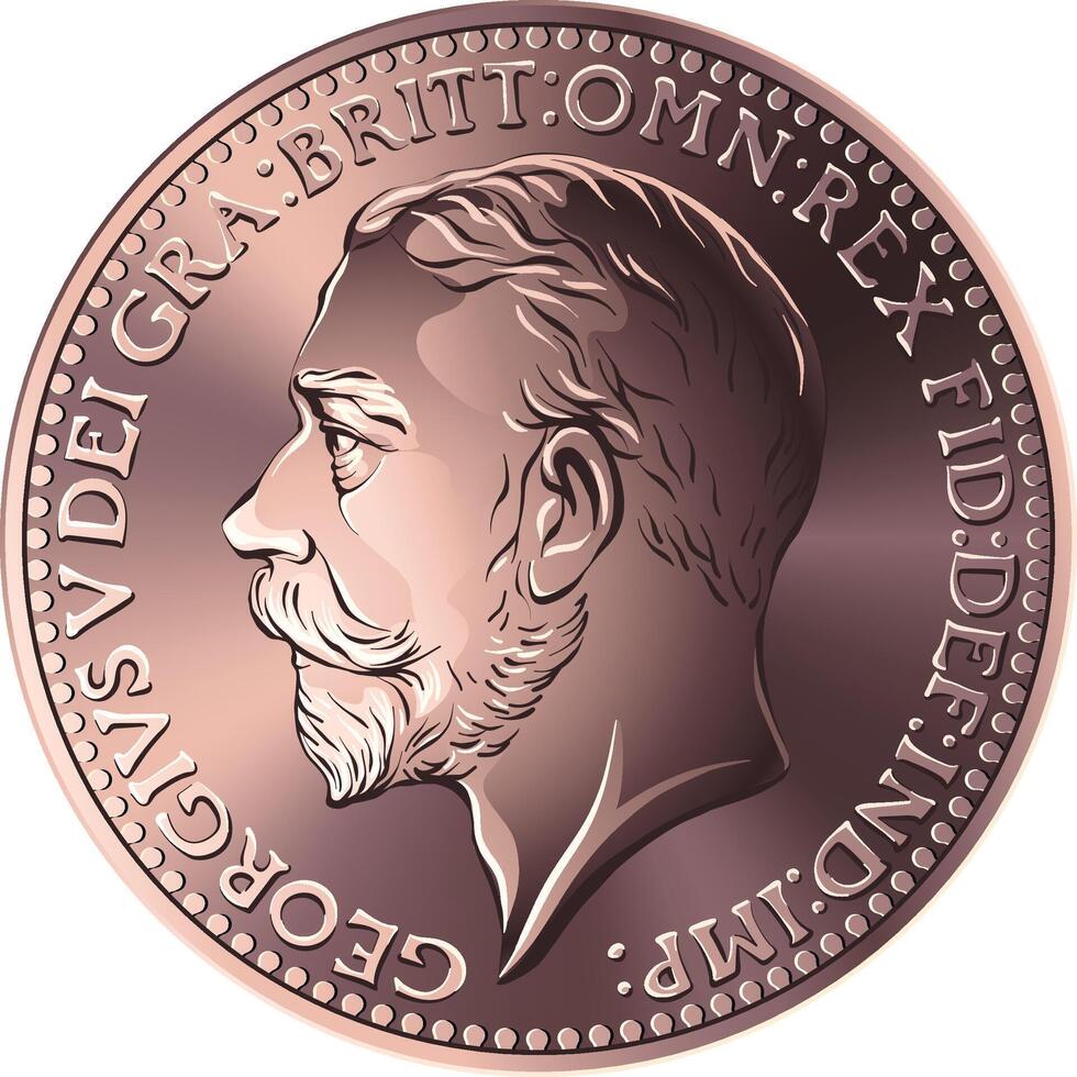 British money, coin George V farthing vector