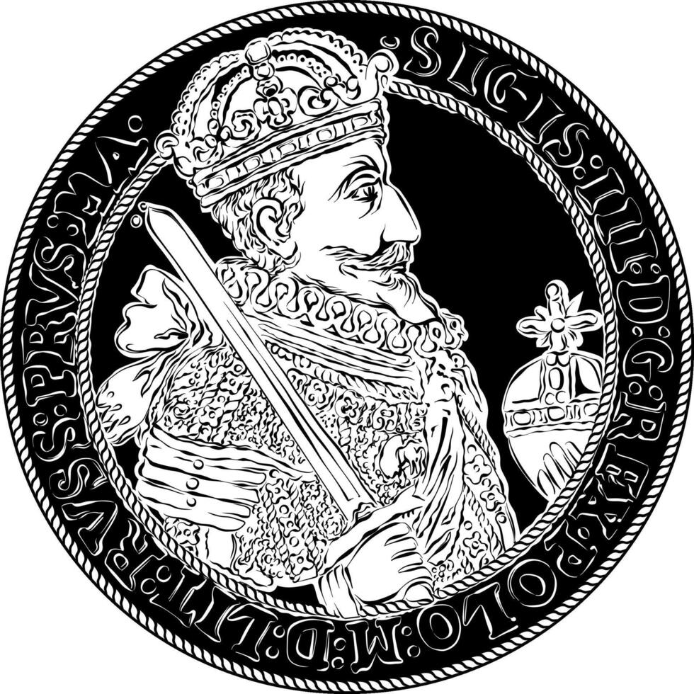 Silver crown thaler of Sigismund III Vasa vector