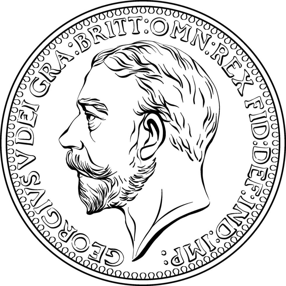 British money, coin George V farthing vector