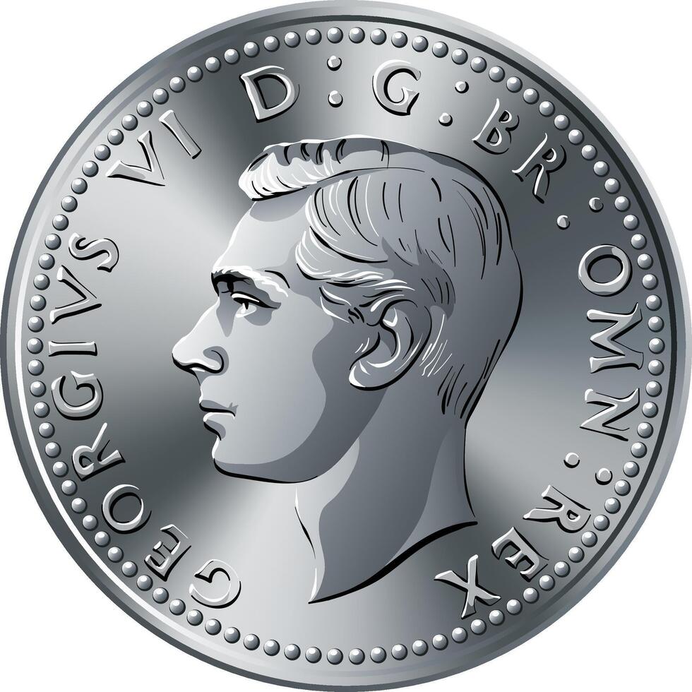 British coin King George VI florin vector