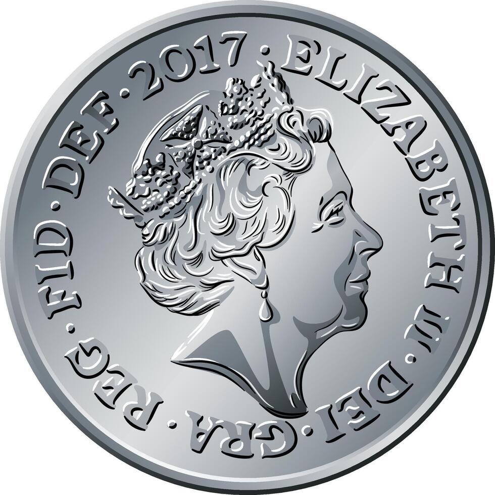 British money silver coin 5 pence vector