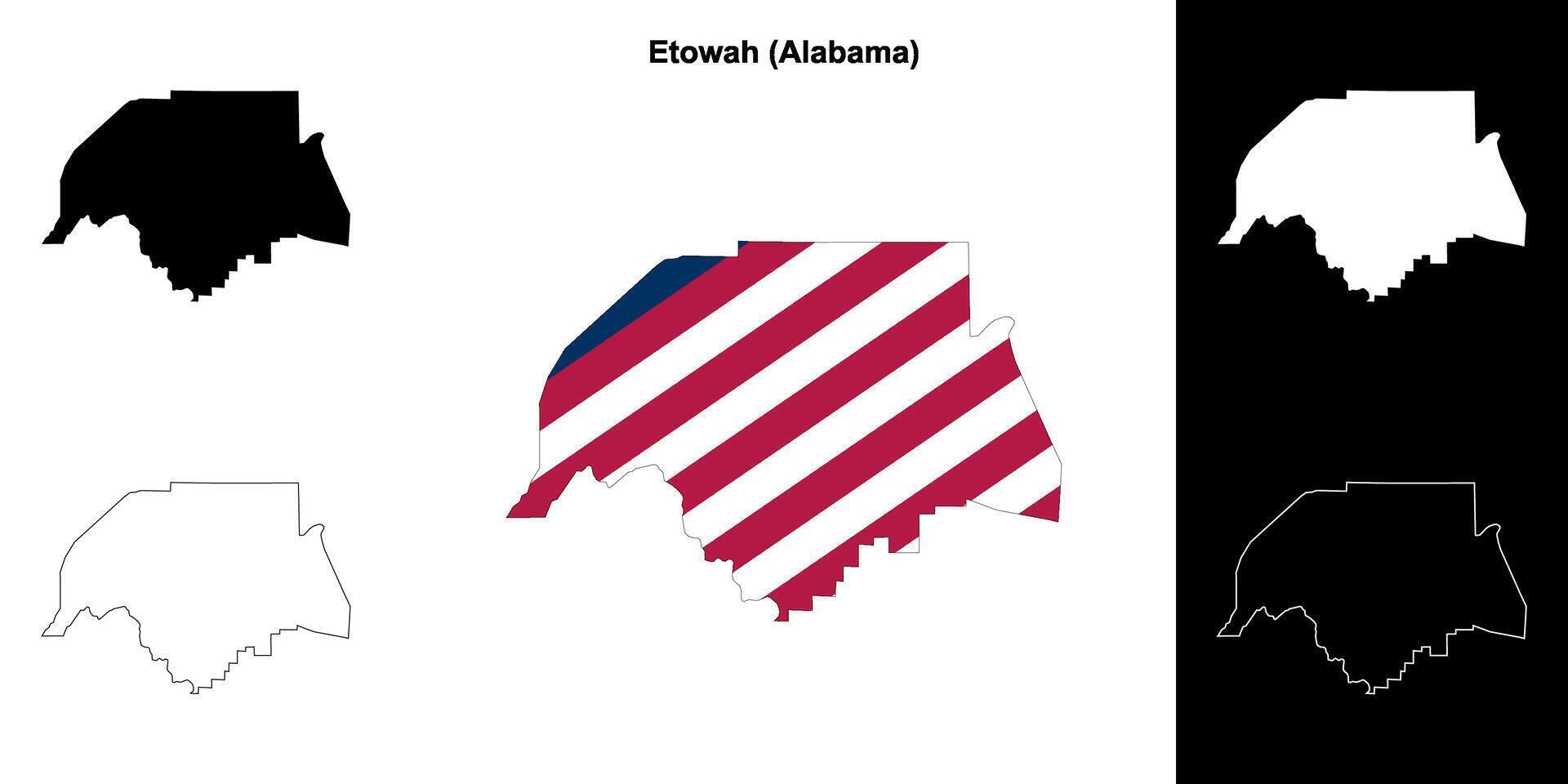 Etowah County, Alabama outline map set vector
