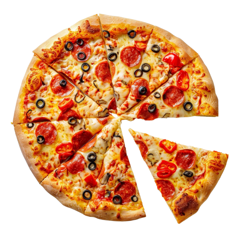 Pizza with a cut piece ai generativ png