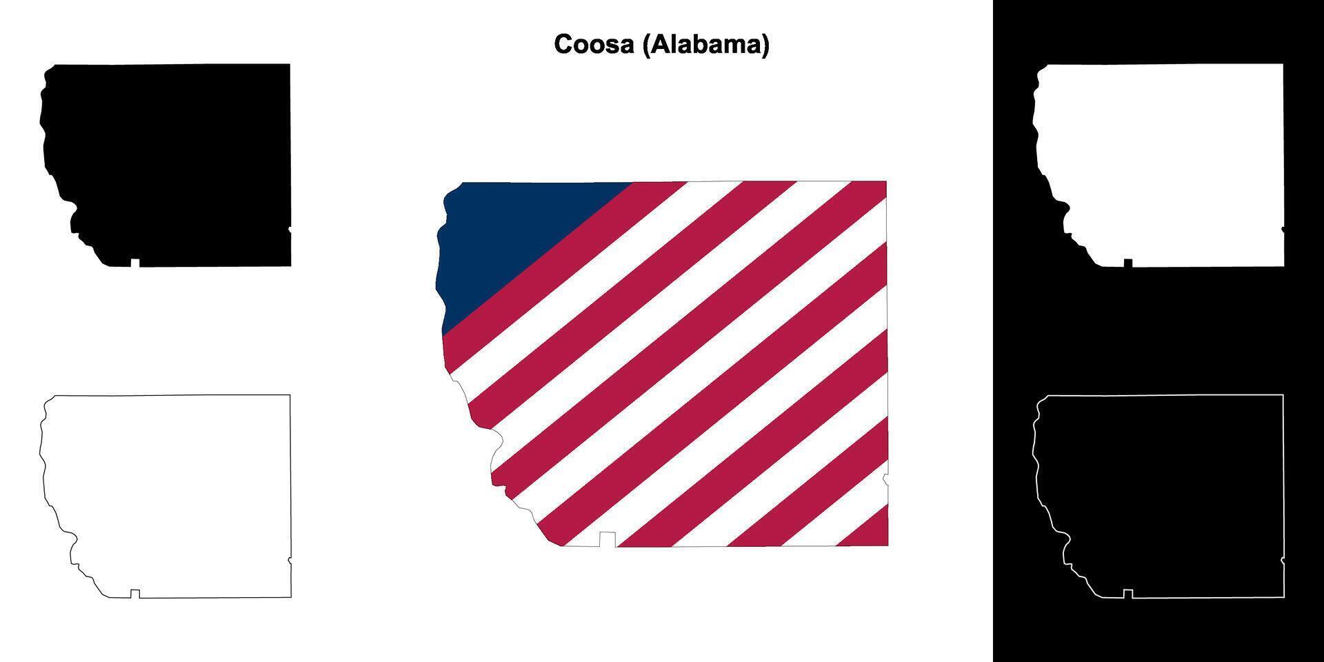 Coosa County, Alabama outline map set vector