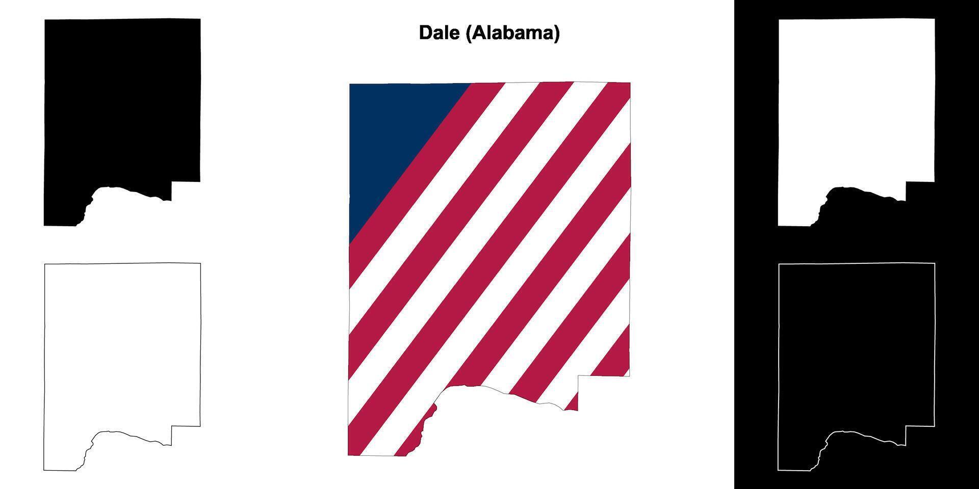 Dale County, Alabama outline map set vector