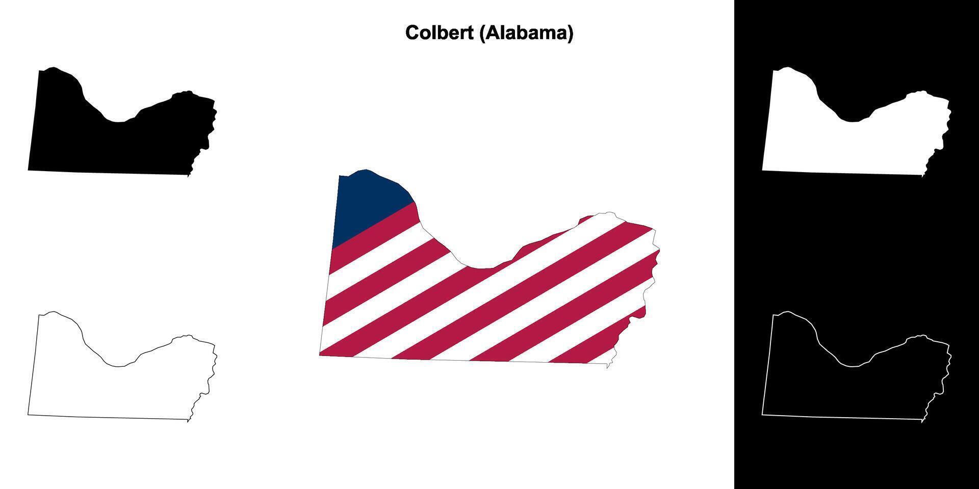 Colbert County, Alabama outline map set vector