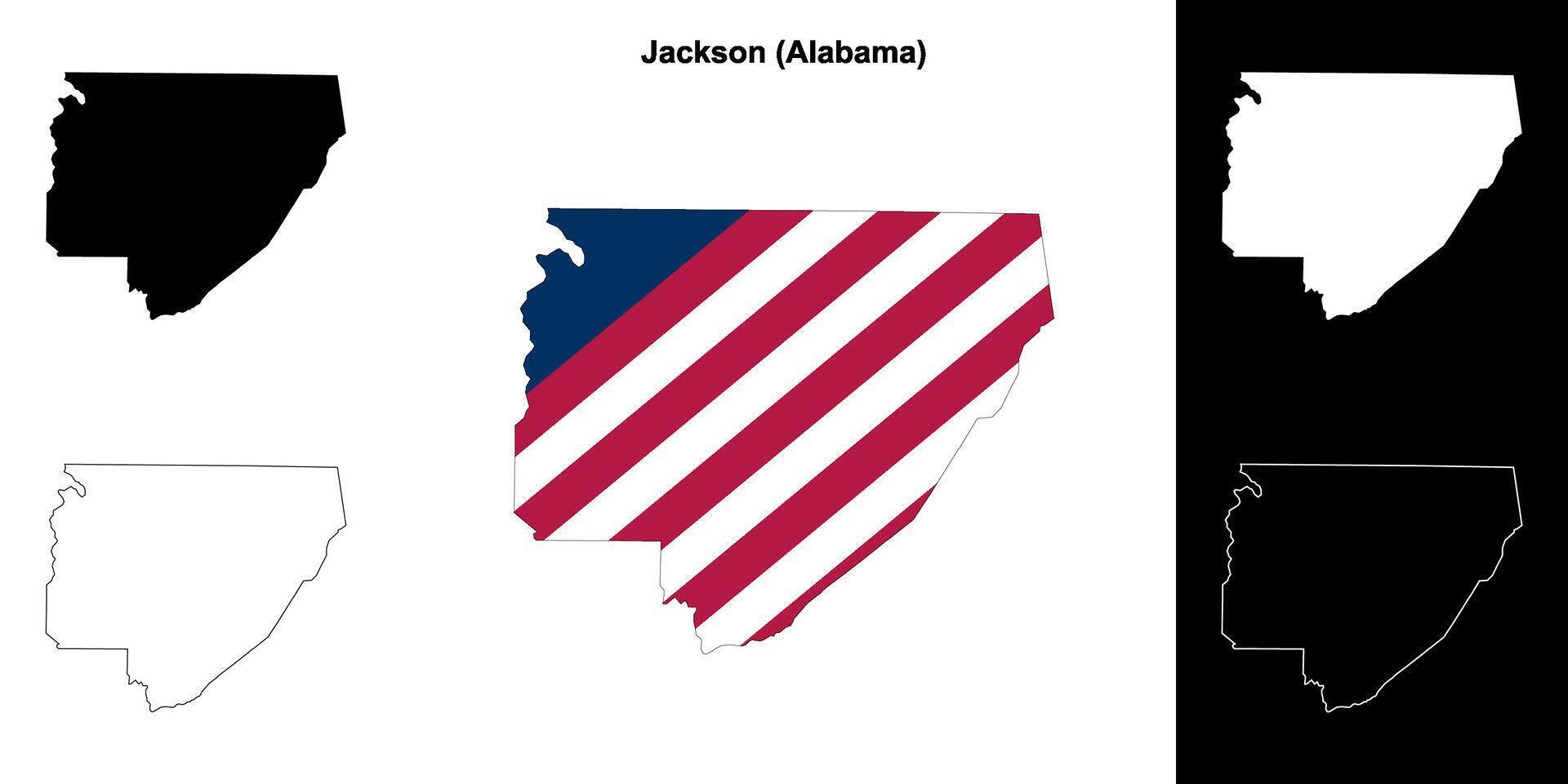 Jackson County, Alabama outline map set vector