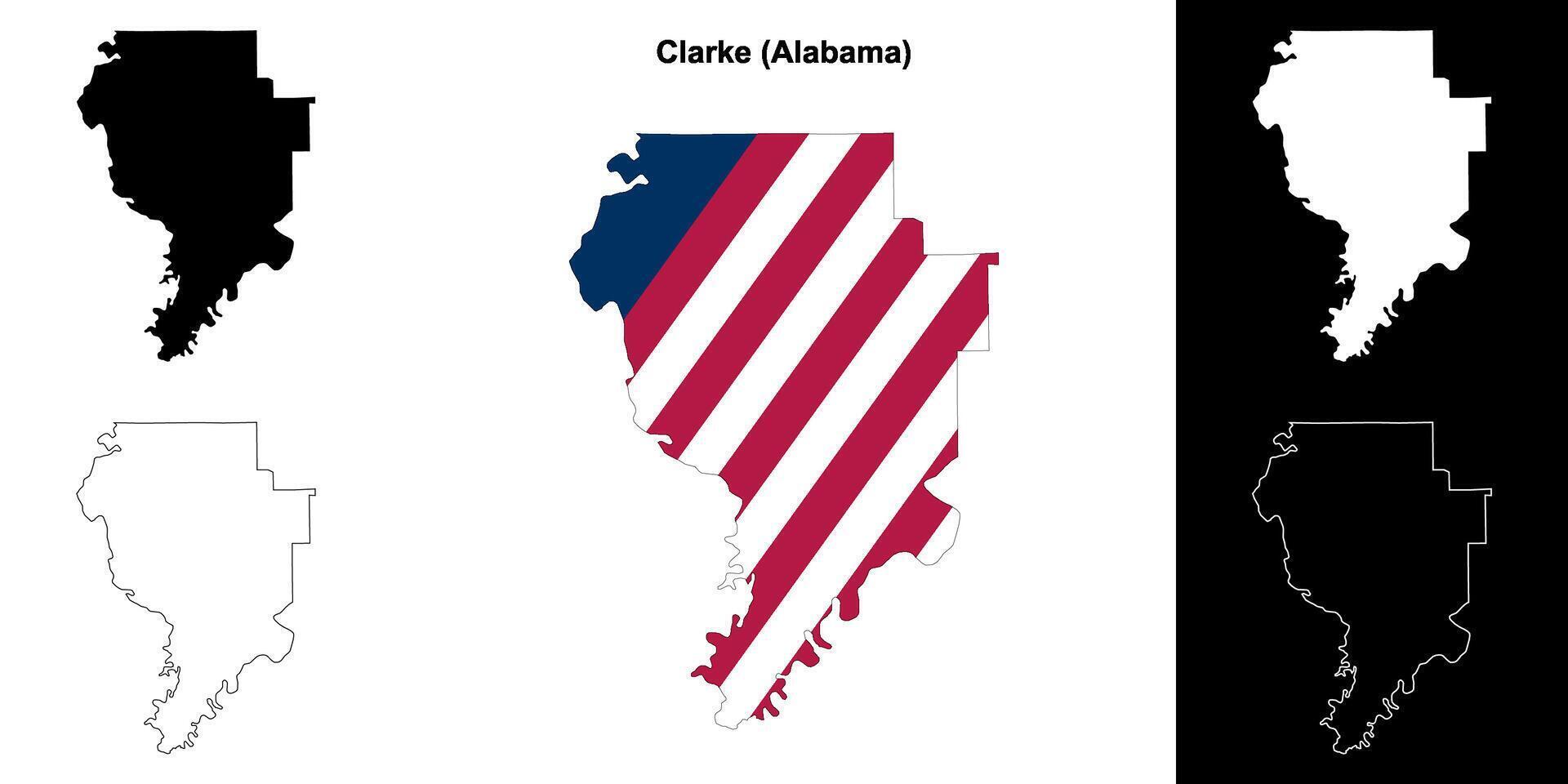 Clarke County, Alabama outline map set vector