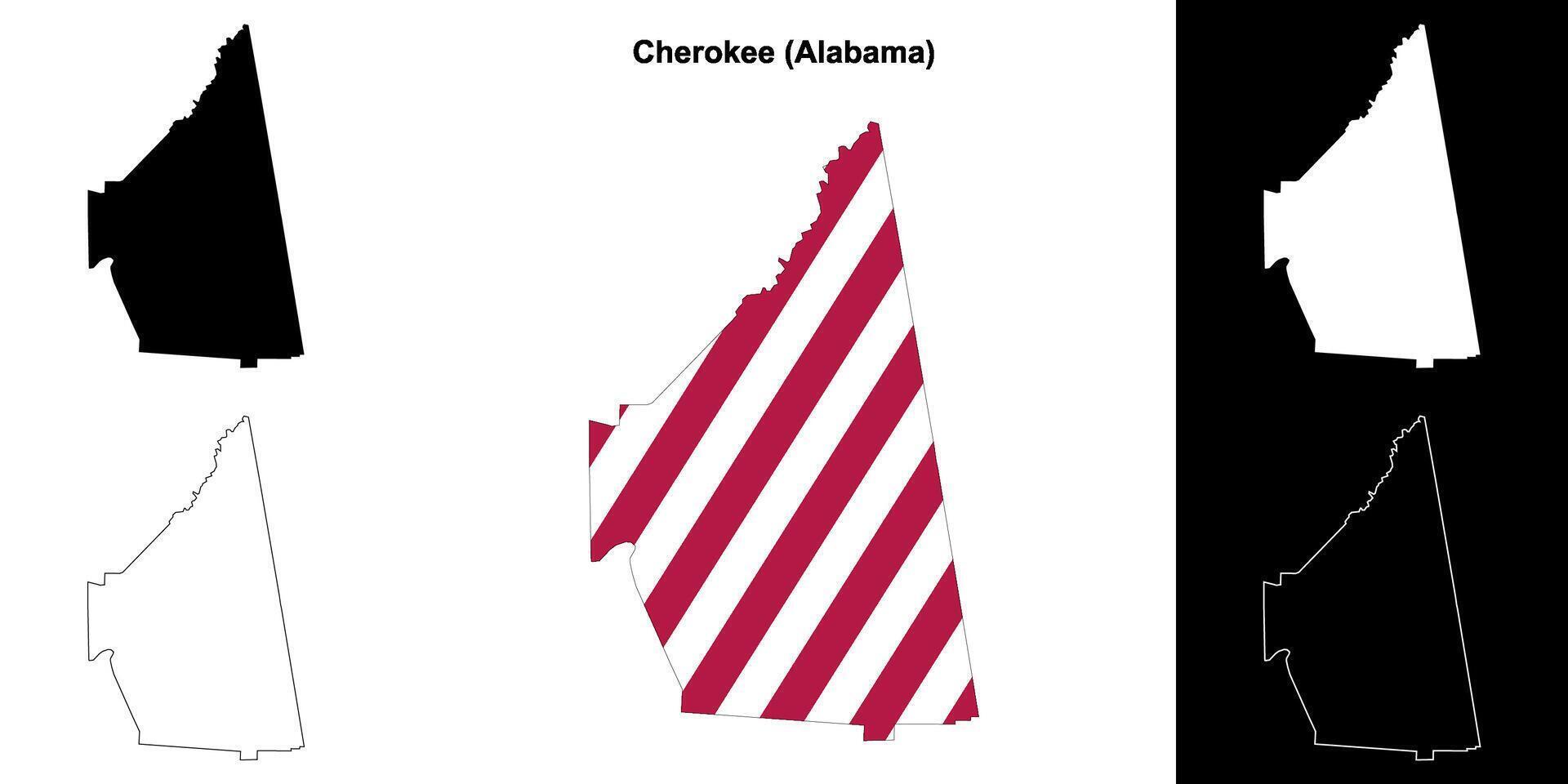 Cherokee County, Alabama outline map set vector