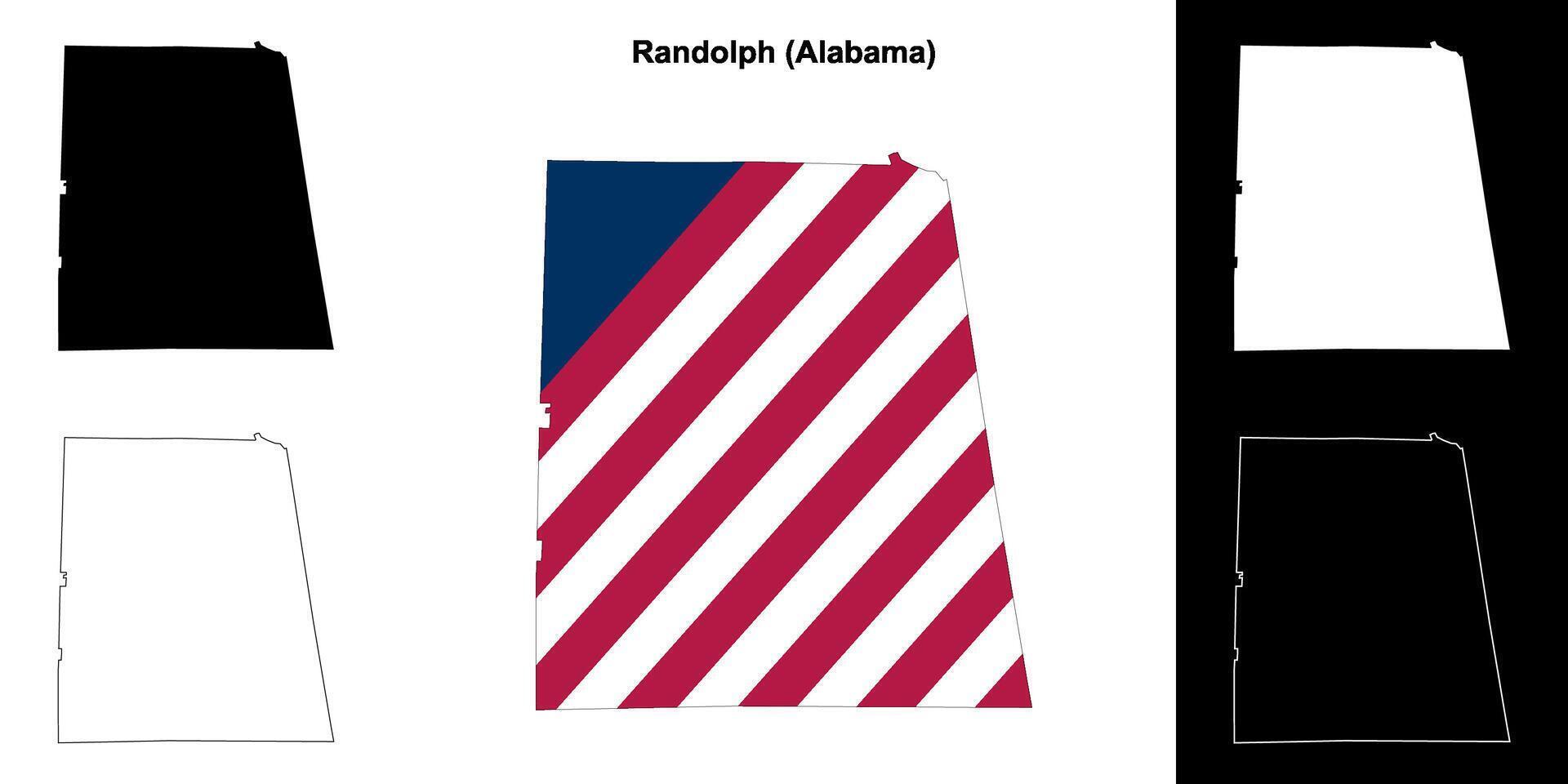 Randolph County, Alabama outline map set vector