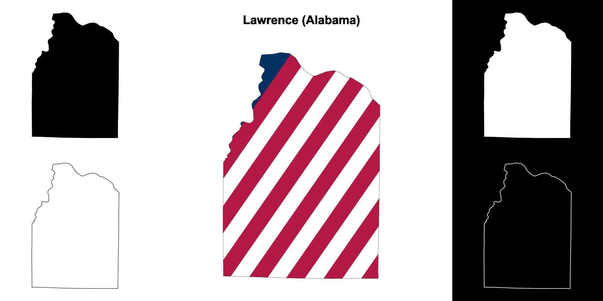 Lawrence County, Alabama outline map set vector