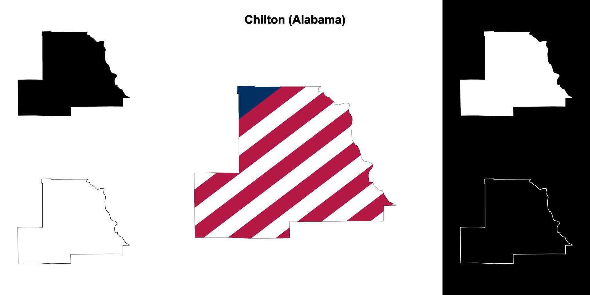 Chilton County, Alabama outline map set vector