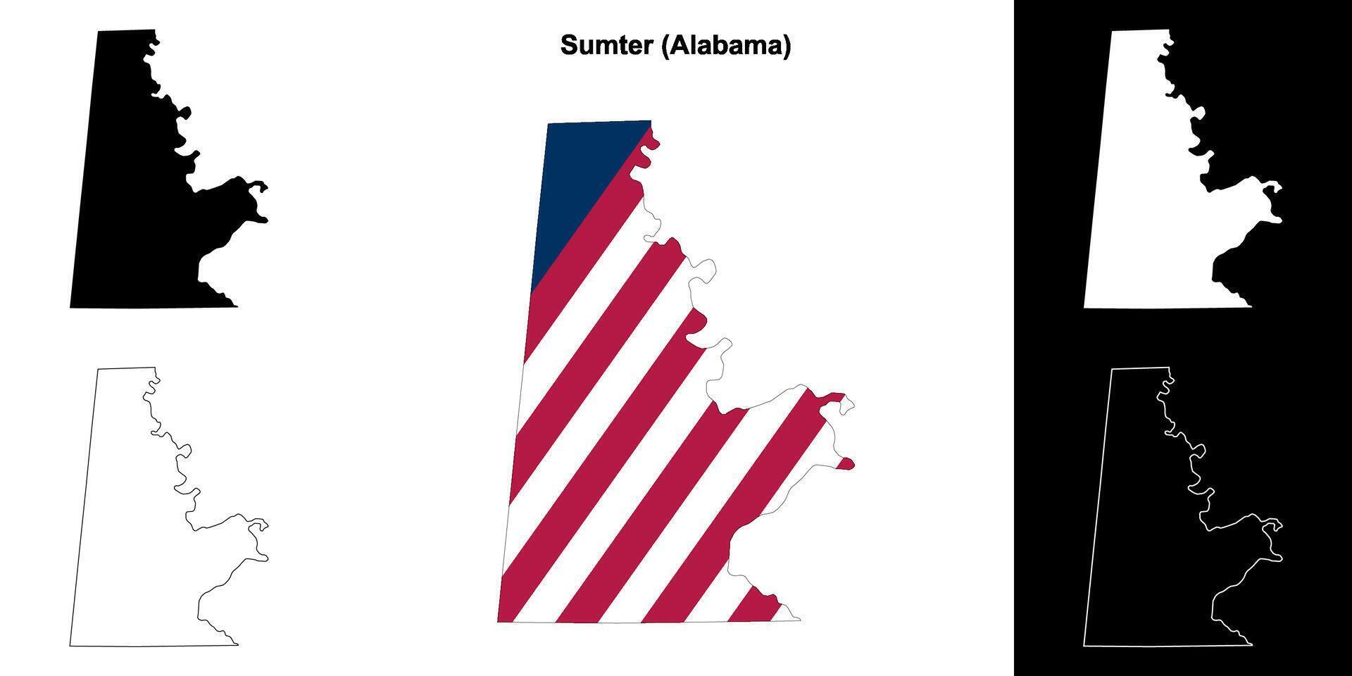 verano condado, Alabama contorno mapa conjunto vector
