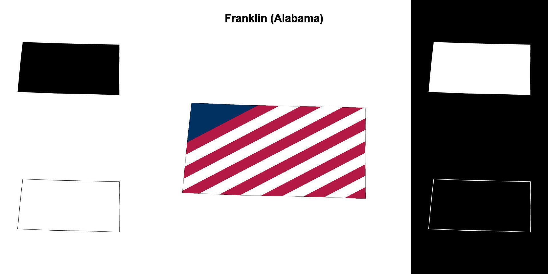 Franklin County, Alabama outline map set vector