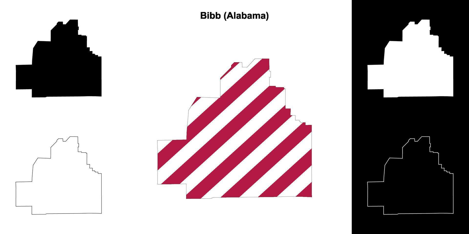 Bibb County, Alabama outline map set vector