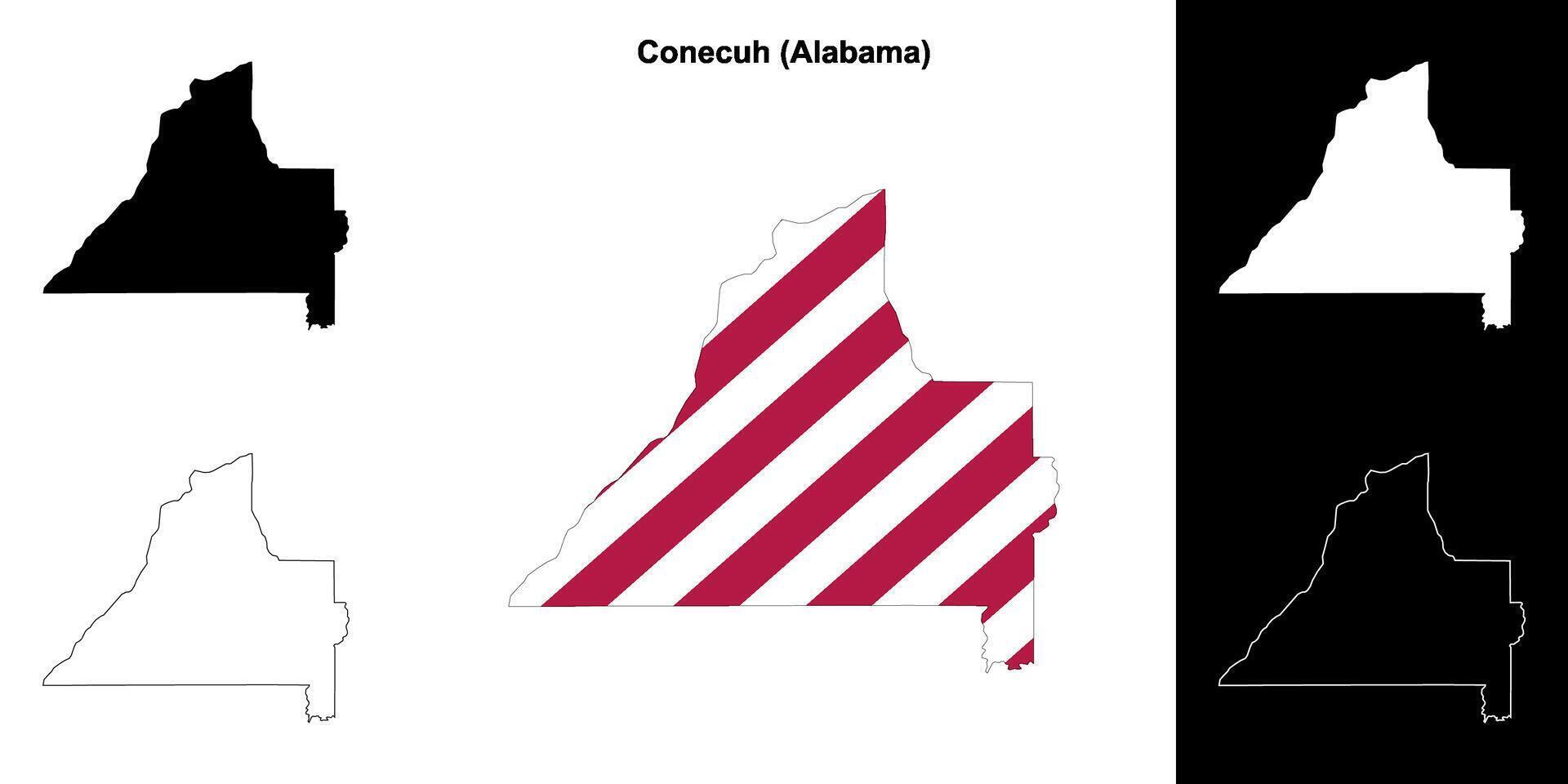 Conecuh County, Alabama outline map set vector