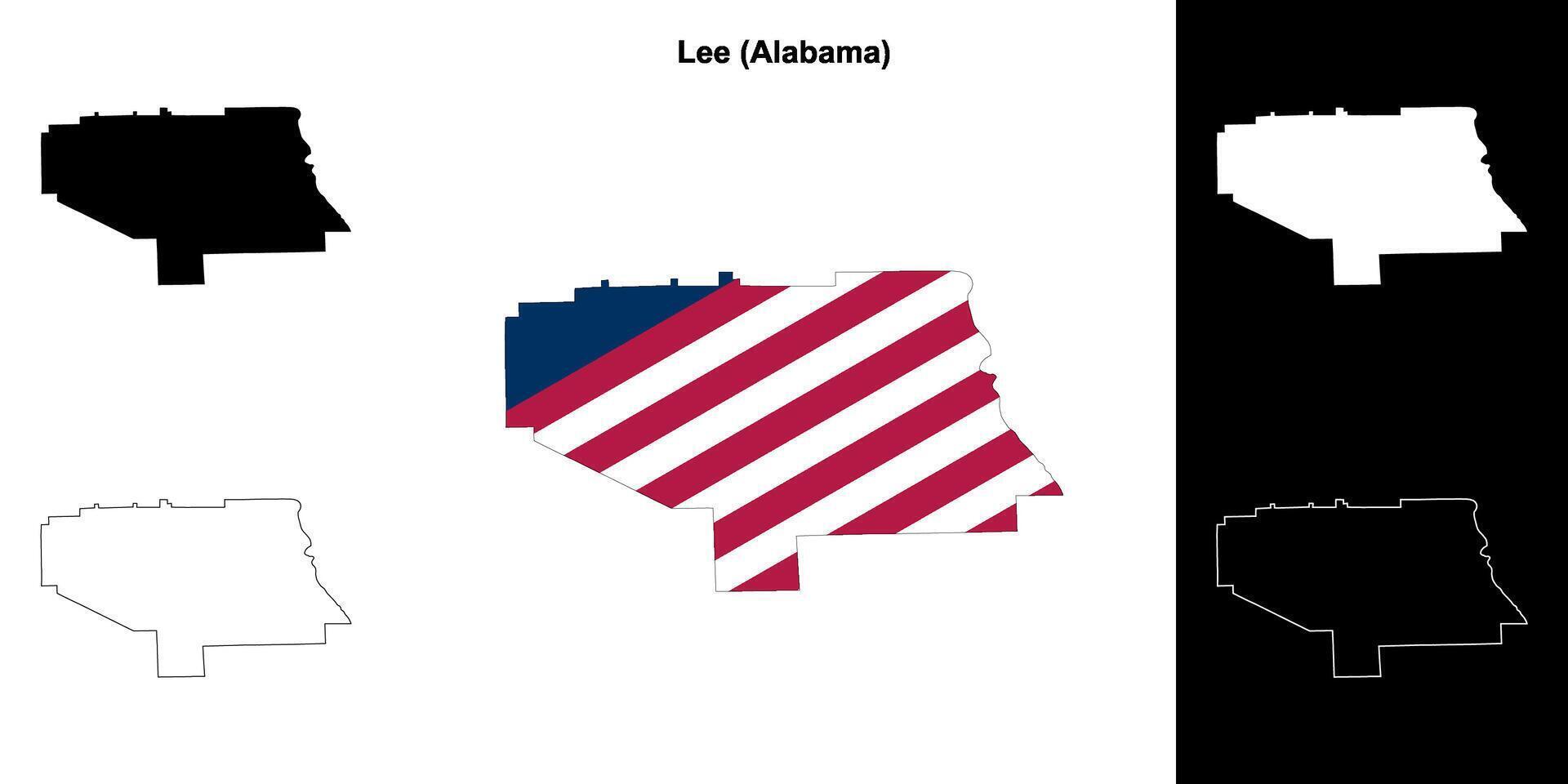 Lee County, Alabama outline map set vector