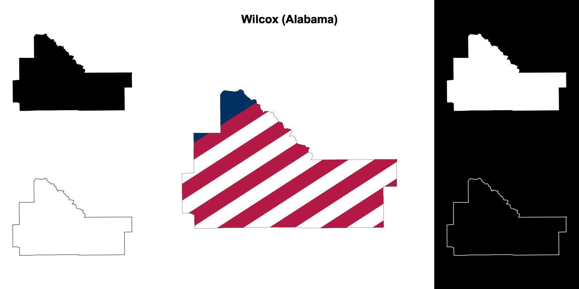 Wilcox County, Alabama outline map set vector