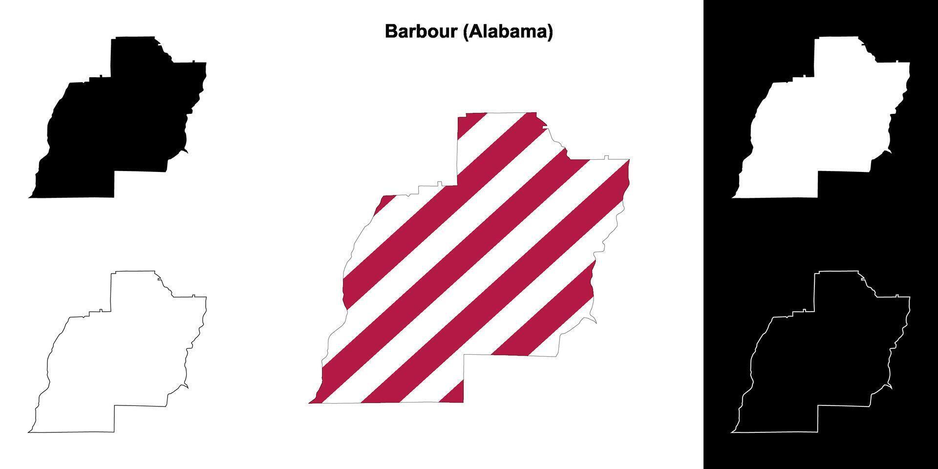 Barbour County, Alabama outline map set vector