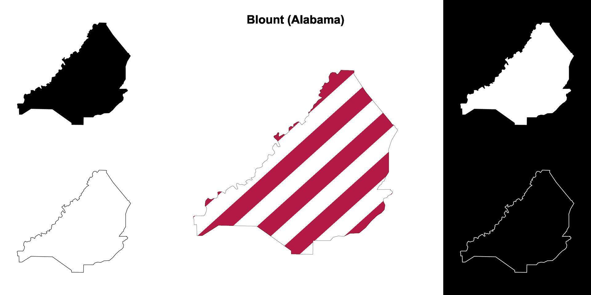 Blount County, Alabama outline map set vector