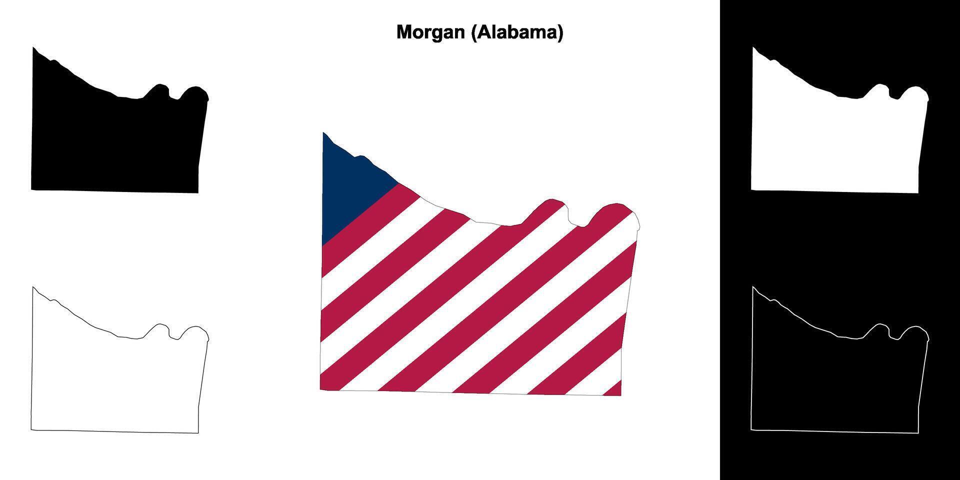 Morgan County, Alabama outline map set vector