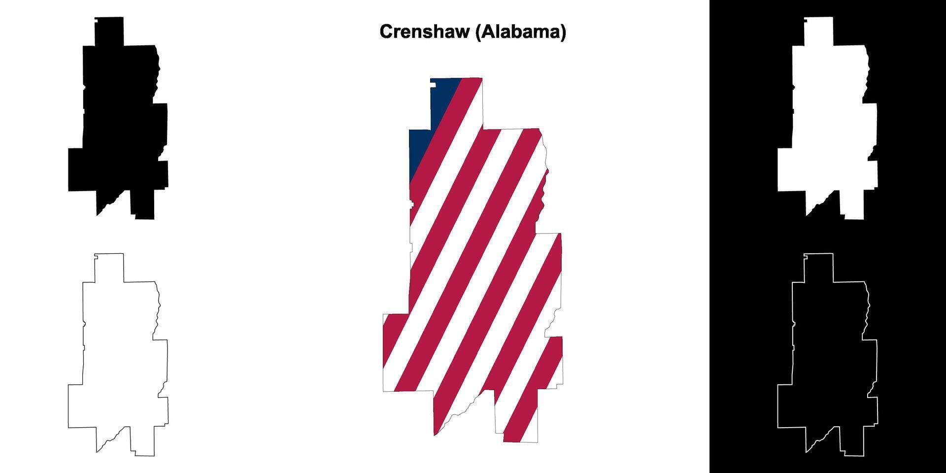 Crenshaw County, Alabama outline map set vector