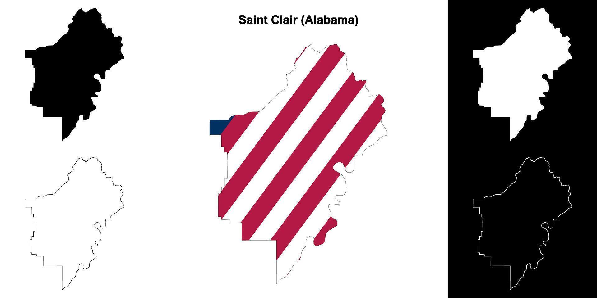 Saint Clair County, Alabama outline map set vector