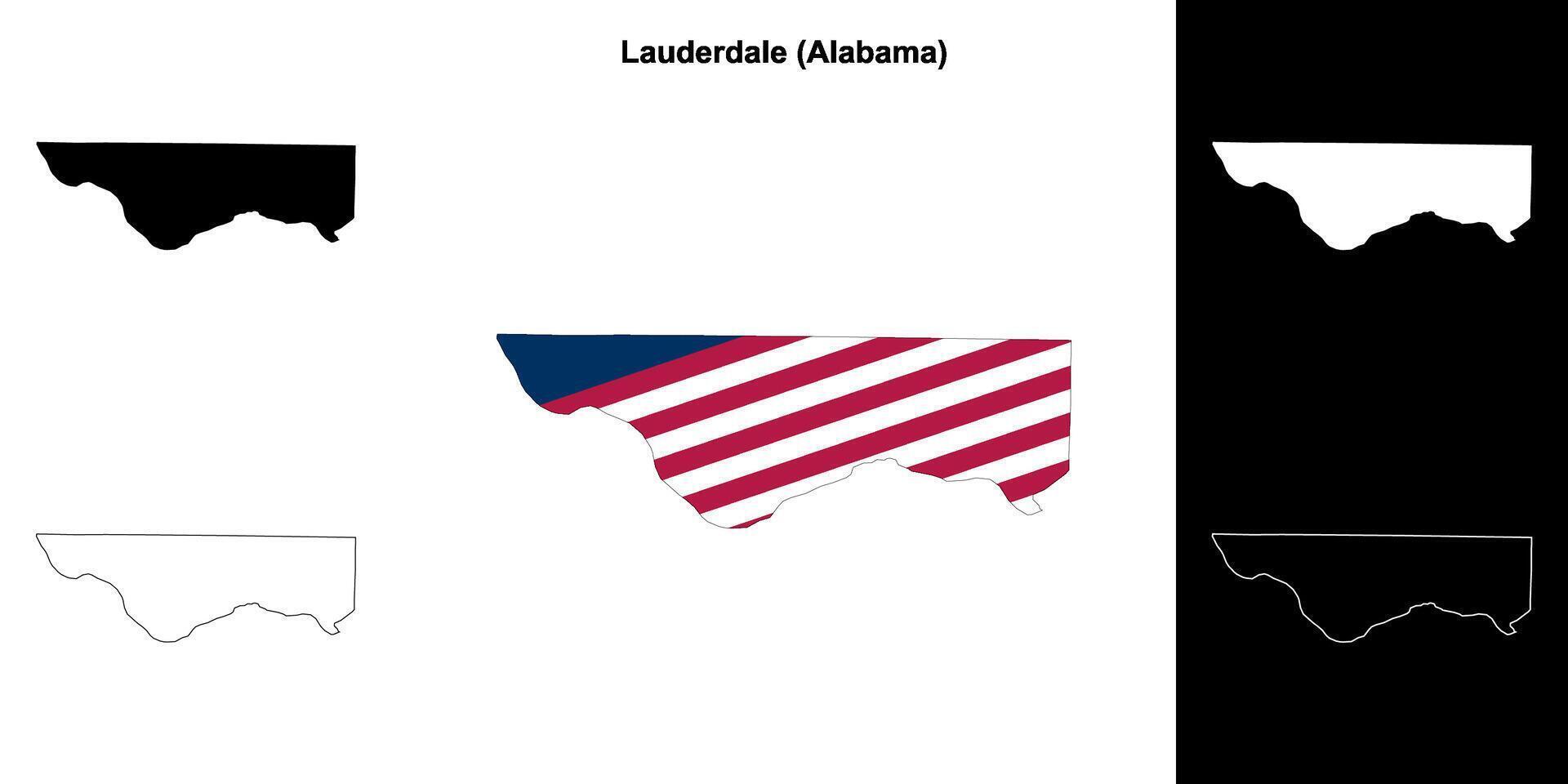 Lauderdale County, Alabama outline map set vector