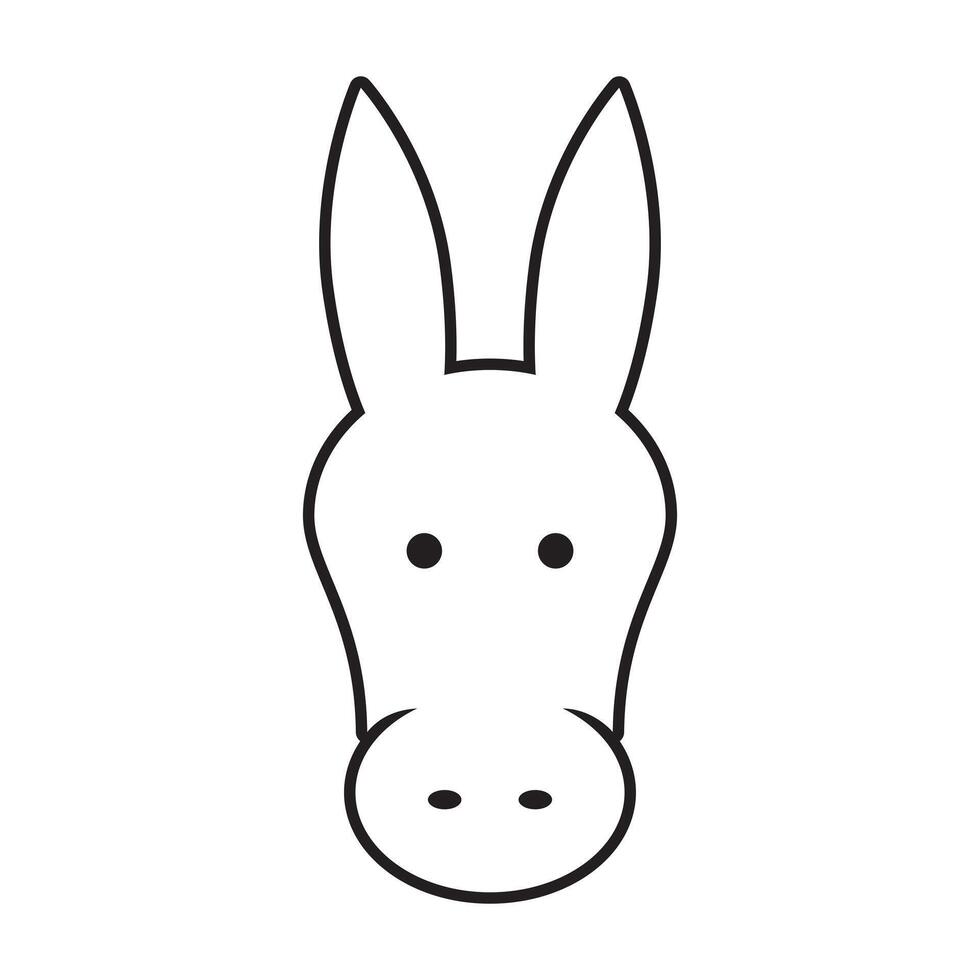 line icon head donkey isolated on white background vector