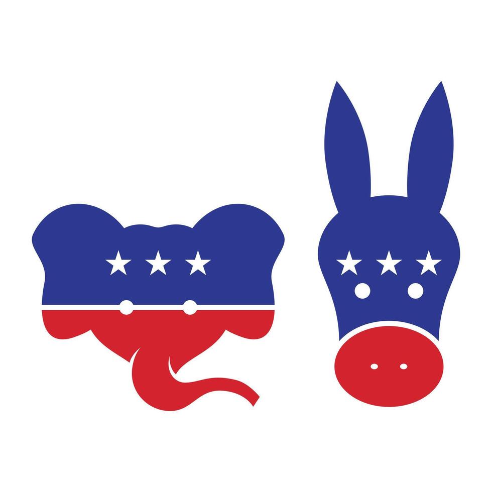 American political parties flat isolated on white background vector