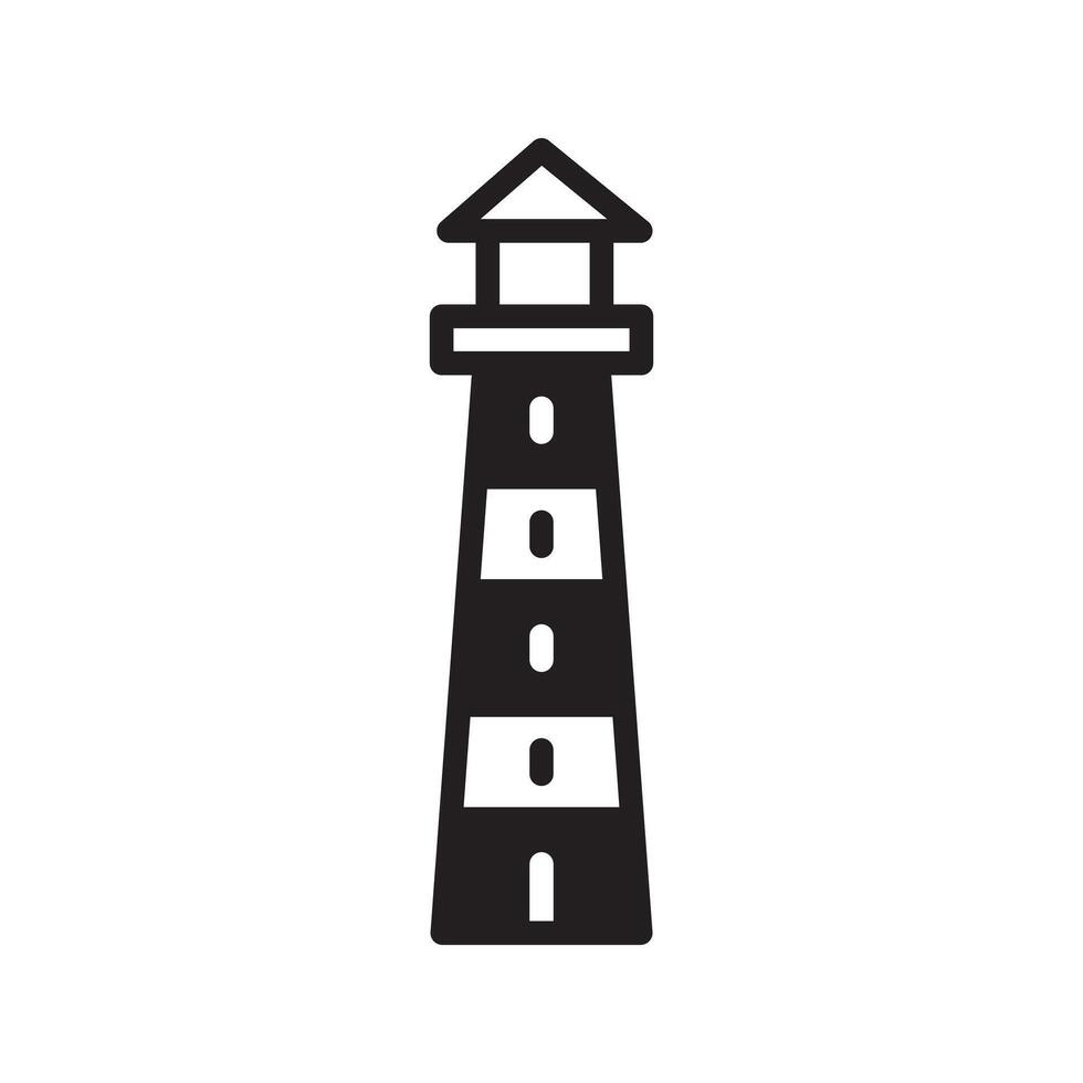 lighthouse beacon icon flat illustration vector