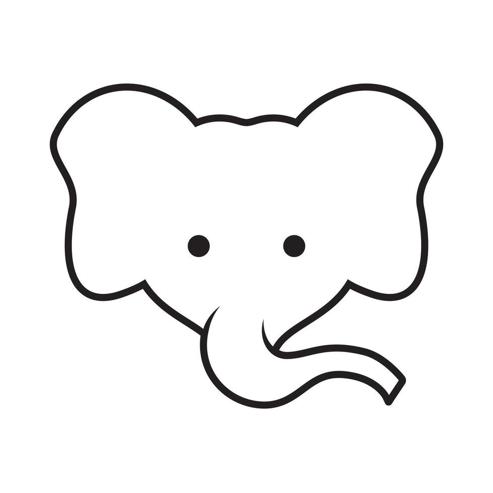 line icon face head elephant isolated on white background vector