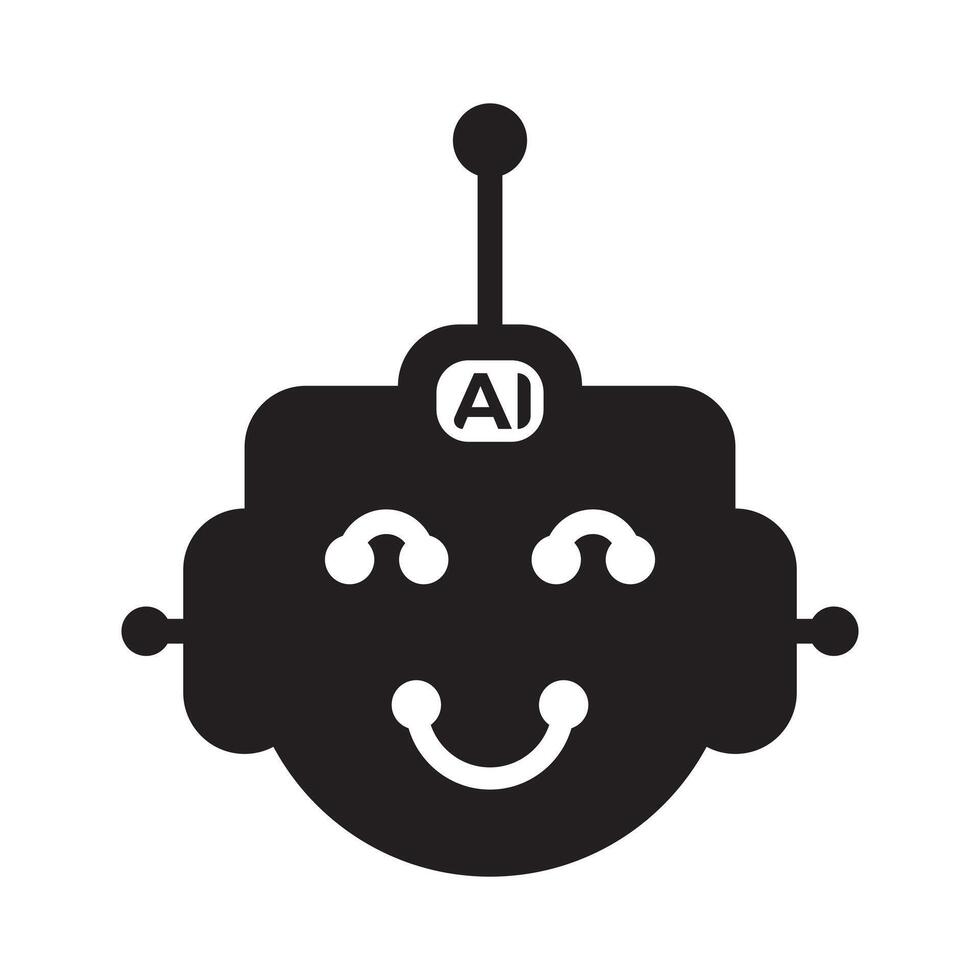 head face robot artificial intelligence icon flat vector