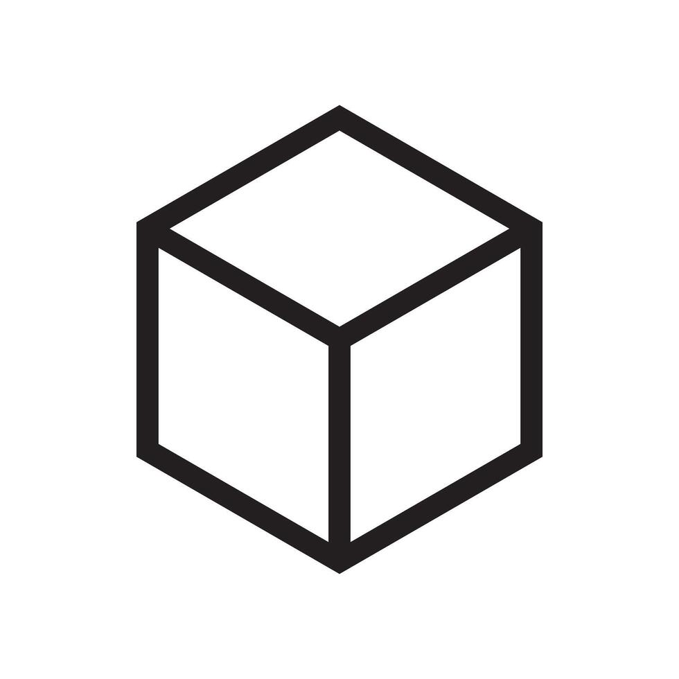 line icon cube isolated on white background vector