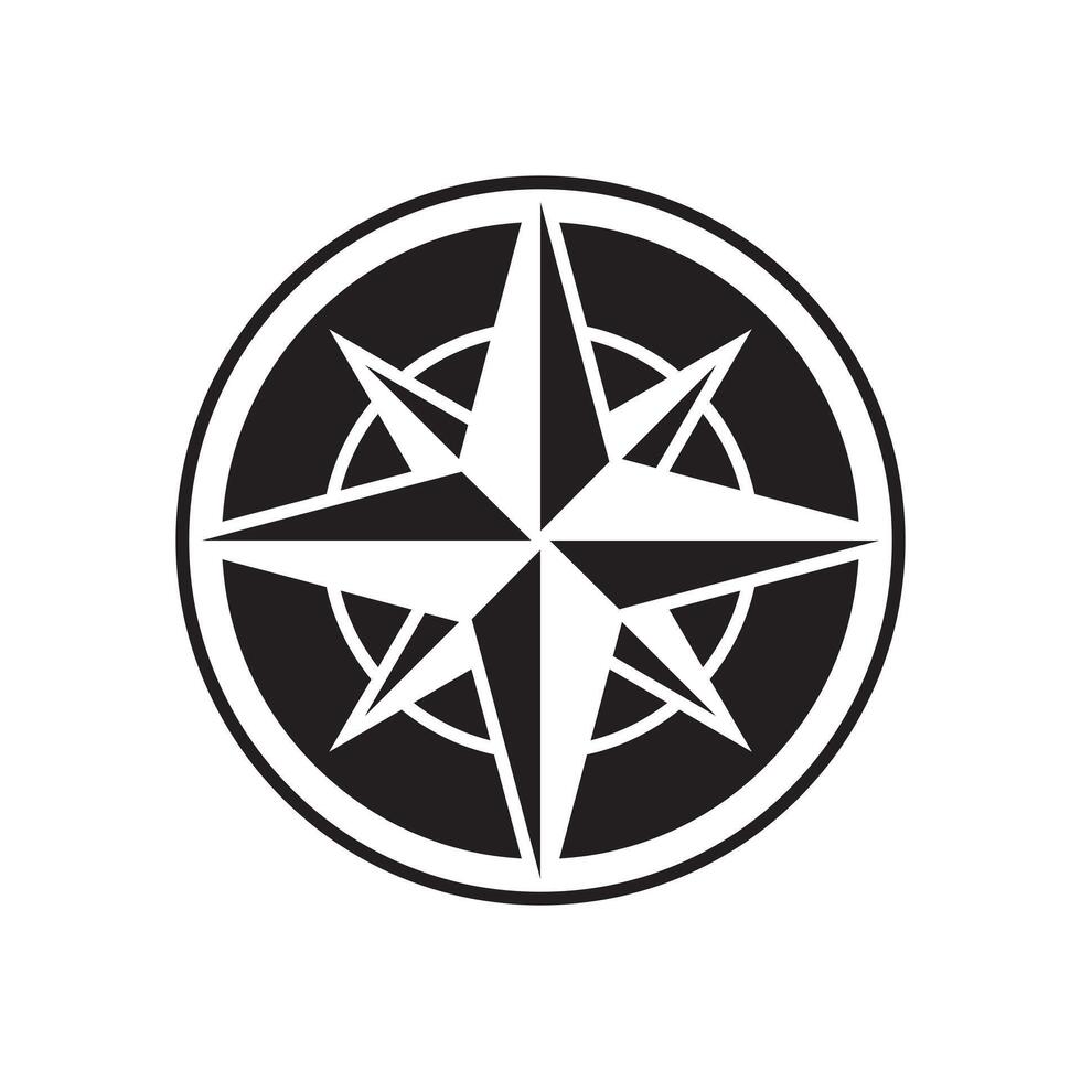 circle compass icon flat on white background vector