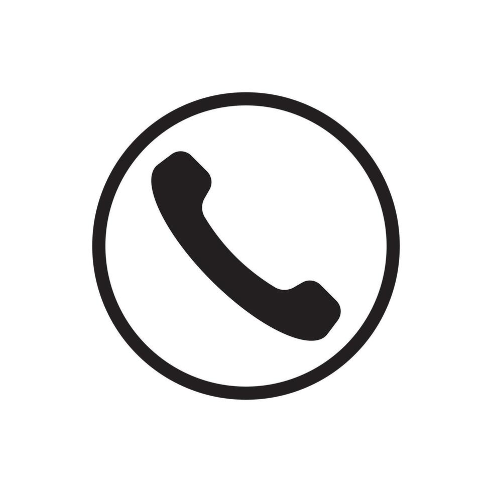 circle line landline telephone icon flat isolated on white background vector